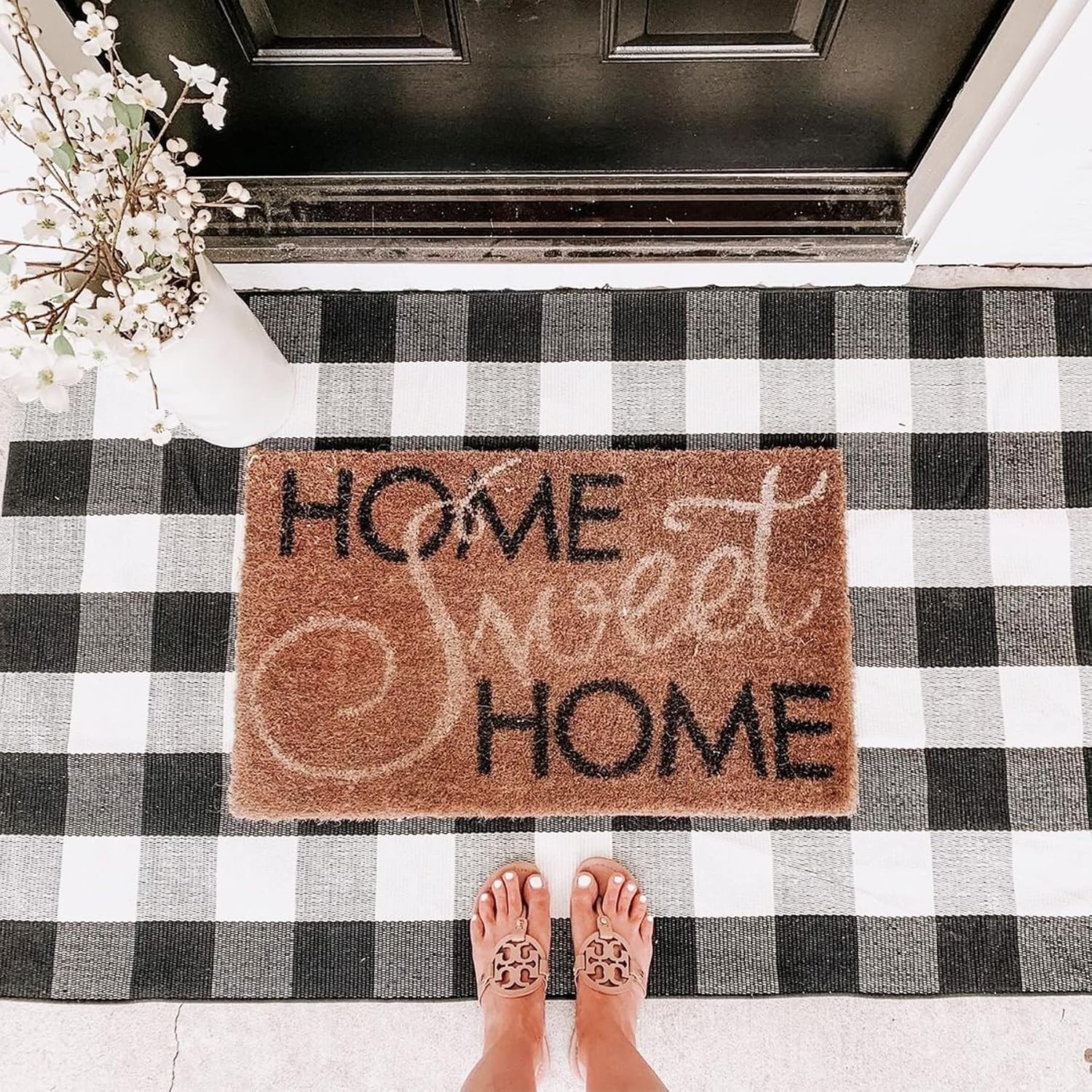 Versatile Buffalo Plaid Rug 3ft x 5ft Cotton for Porch Hallway Kitchen Decor