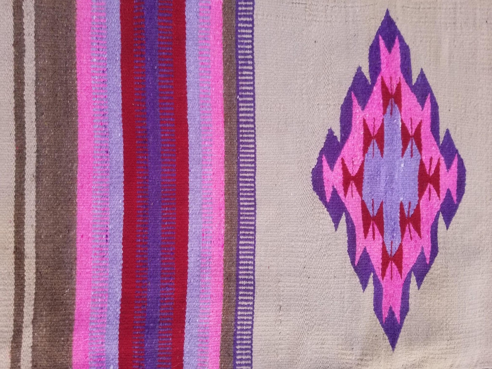 Vintage Traditional Handwoven Mexican Zapotec Wool Multicolor Kilim 4.9 x 2.5 ft