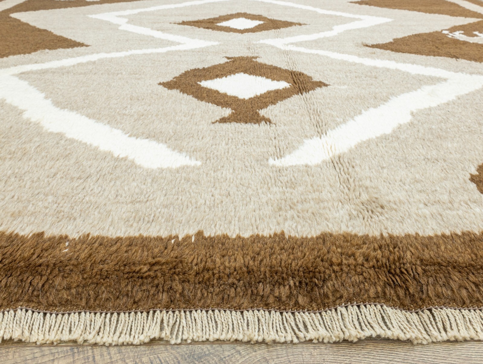 Natural Gray Brown New Turkish Tribal Tulu Rug 8.11×10 ft Moroccan Style Carpet