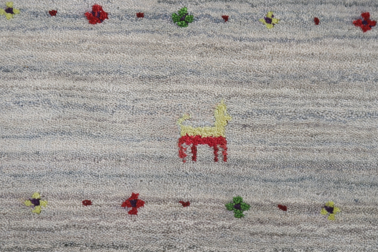 Little Animal Bordered Gabbeh Dining Room Area Rug 9’x10′ Wool Handmade Carpet