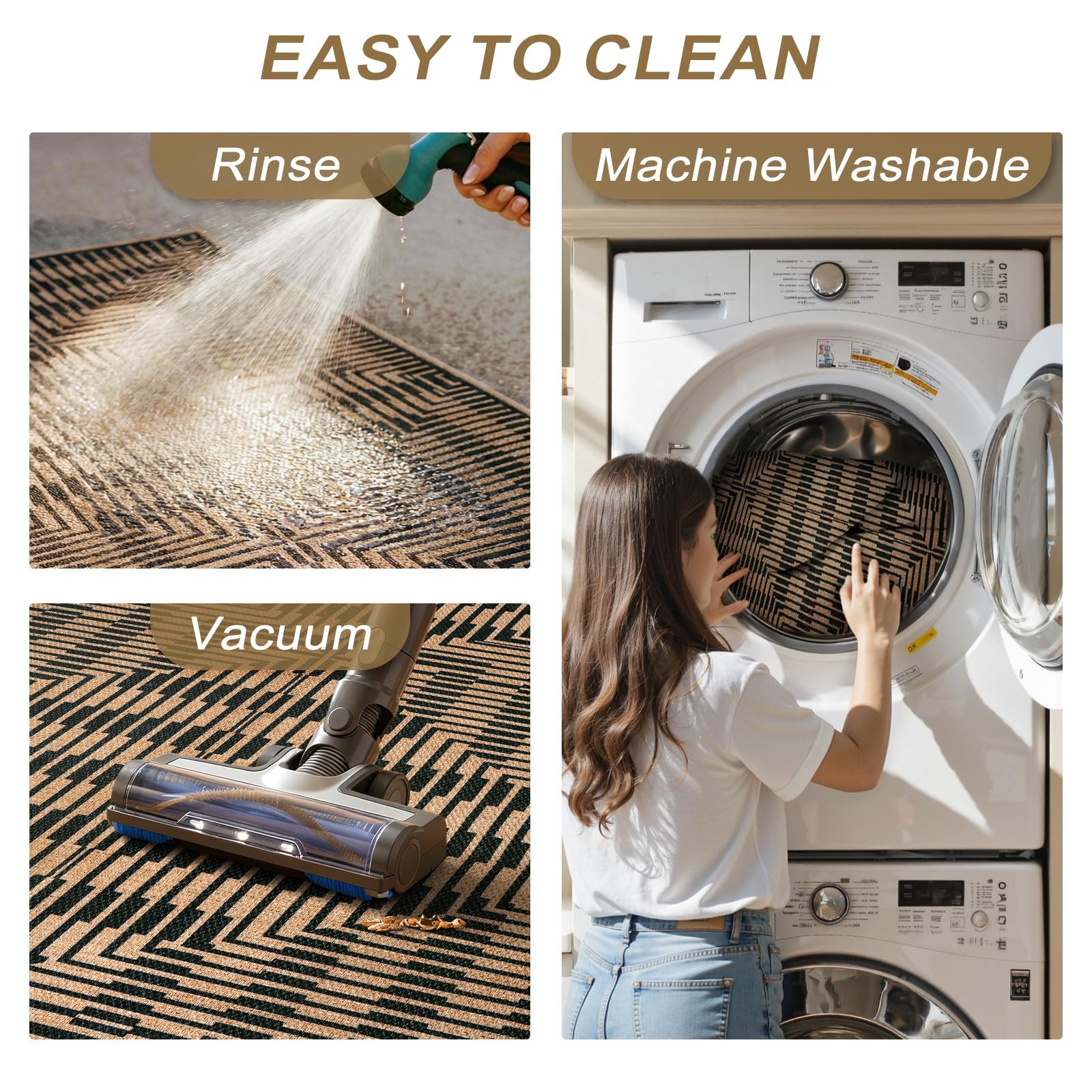 Easy Jute Indoor Outdoor Runner Rug 2×6, Washable Runners for Hallways Non Sl…