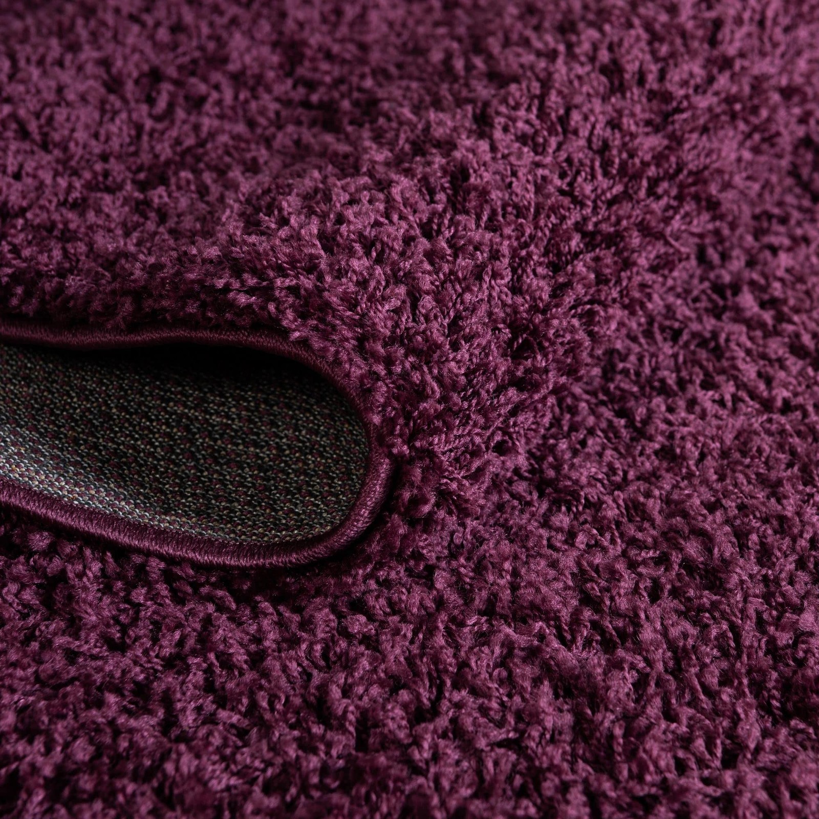 Unique Loom Solid Shag Collection Area Rug 6 1 Round Eggplant Purple 3136706