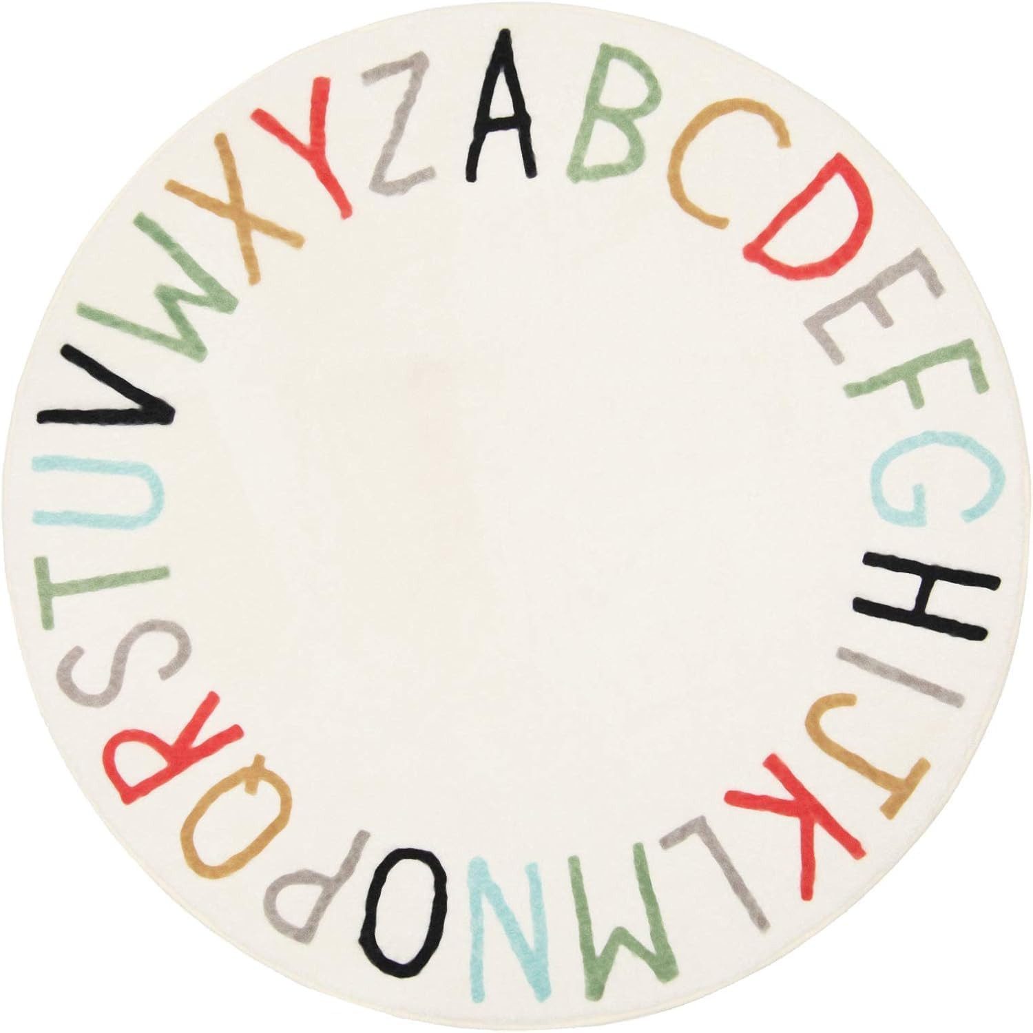 round ABC Area Rug,40 Inch Soft Floor Carpet,Multi Color | Rainbow Washable Alph