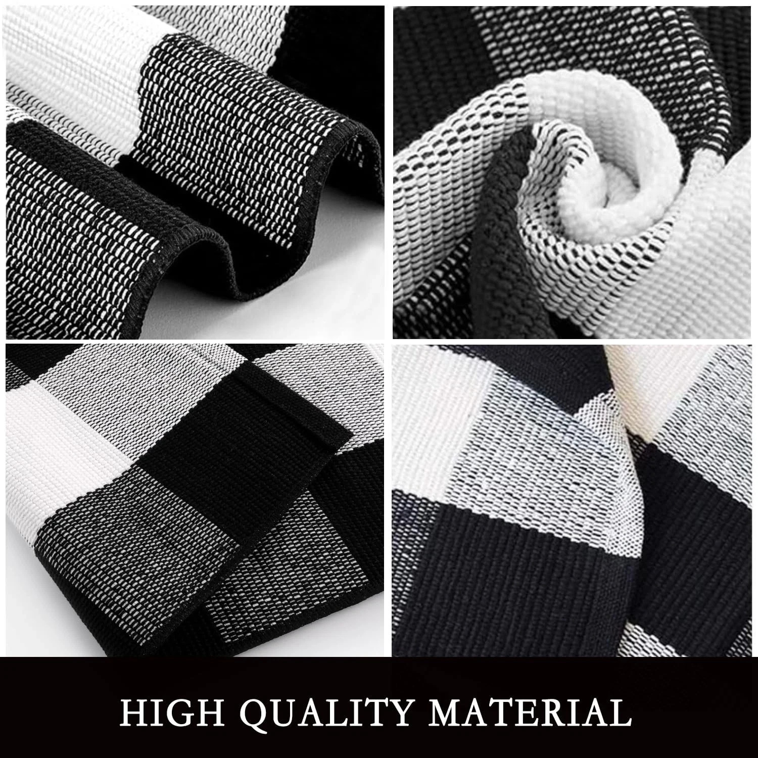 Buffalo Plaid Rug Black and White Check Rugs Extra Large 5′ x 7′ Machine Wash…