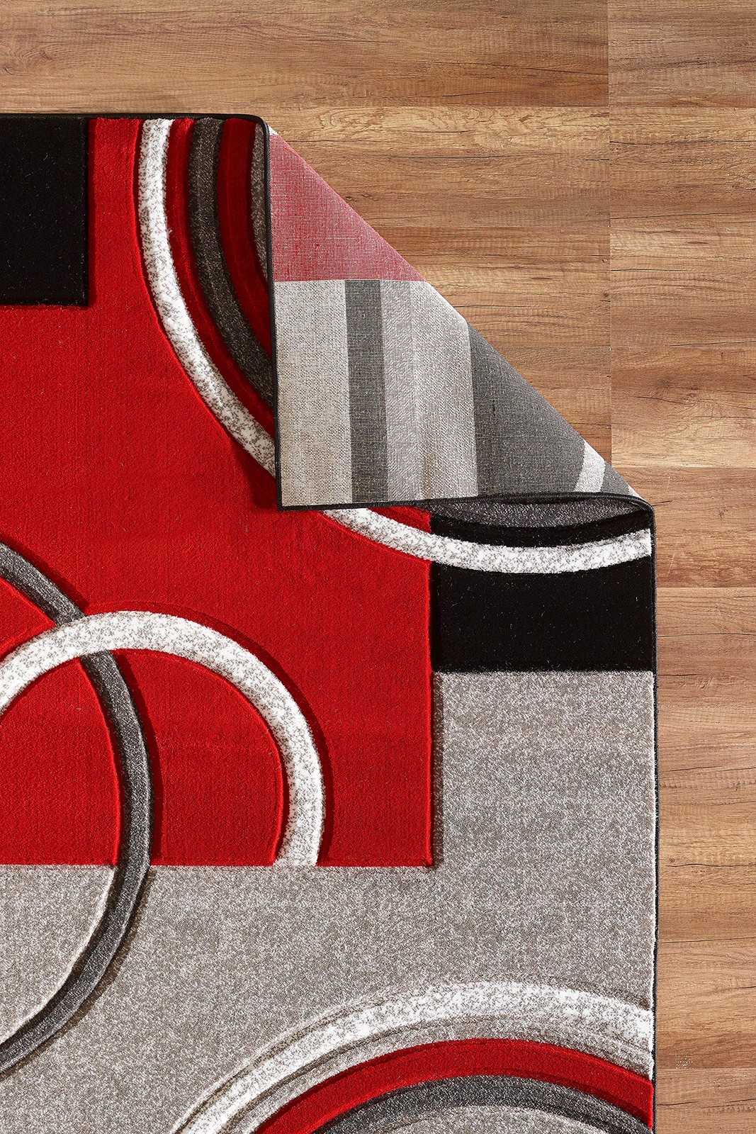 Modern 5×7 Red Area Rug – Soft Hand-Carved Contemporary Carpet for Home