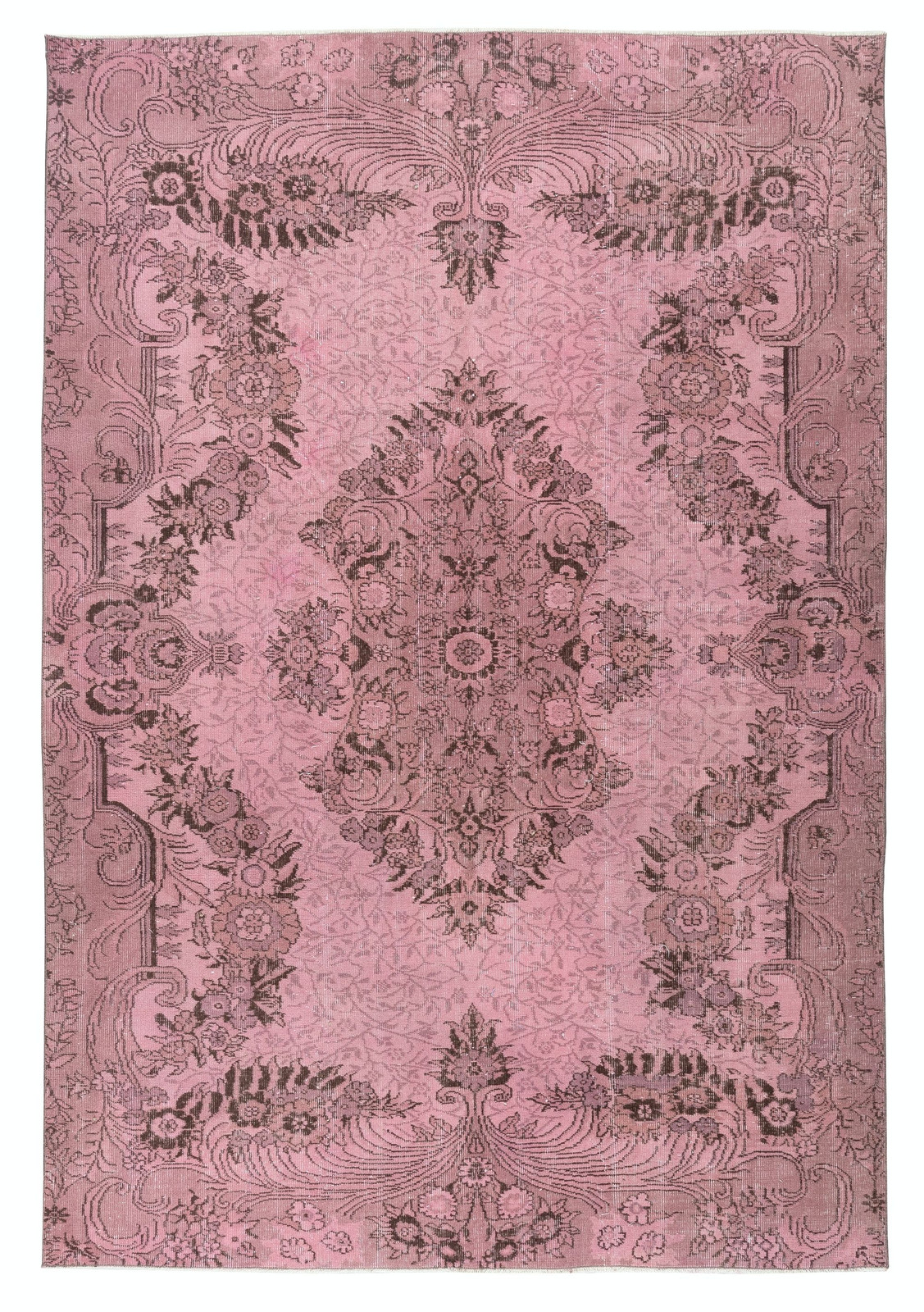 6.4×9.4 Ft Pink Area Rug for Modern Interiors, Hand-Knotted in Turkey