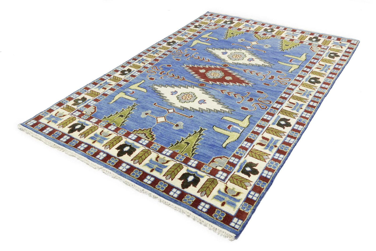 Farmhouse Kazak Oriental Rug Geometric Design 6X9 ft Living Room Decor Carpet
