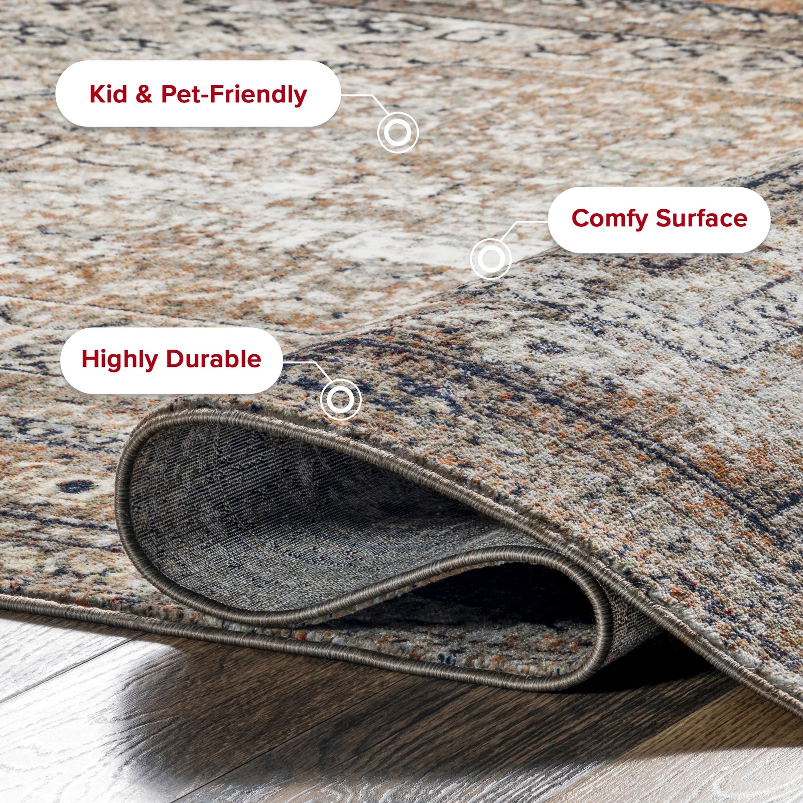 Nuloom Fringed Performance Indoor Area Rug Power Loomed Easy Clean Durable