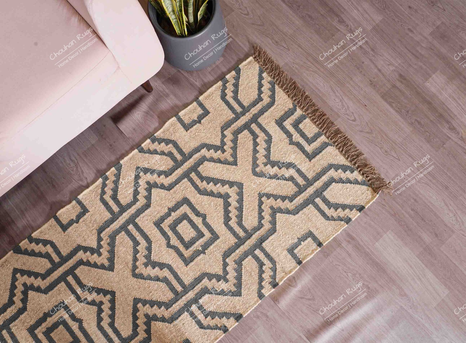 Vintage New Hand WovenWool Jute Turkish Kilim Flat Weave Area Rug Multicolor