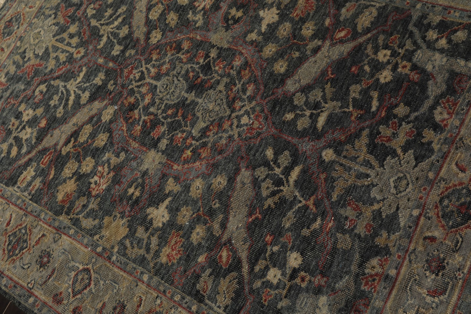 LoomBloom 3’6”x4’3” Hand Knotted Wool Slate Oushak Transitional Rug