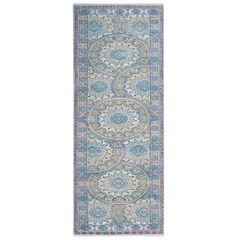 Machine Woven Cross Weave Polyester 2’6×9’10 Runner Area Rug Oriental Multicolor