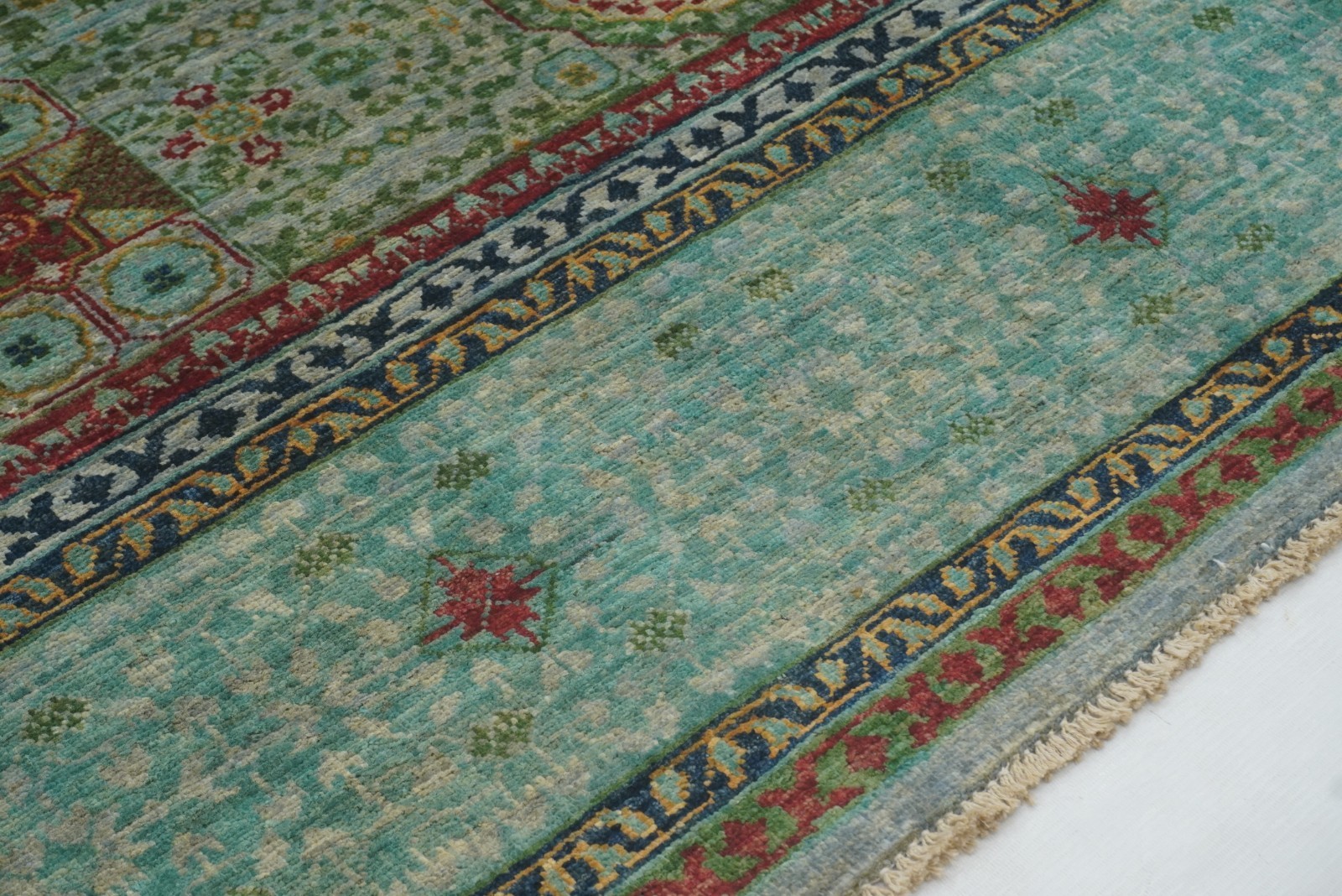 5×7 ft Blue Mamluk Afghan Hand Knotted Wool Medallion Rug