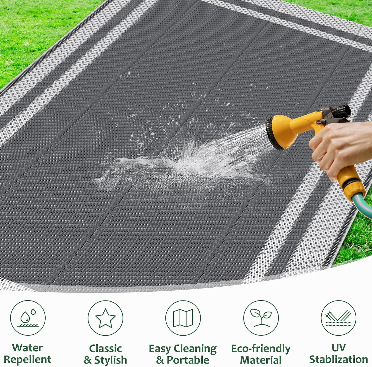 Outdoor Rug Reversible Portable Plastic Straw Camping Rugs for outside Rvlarge