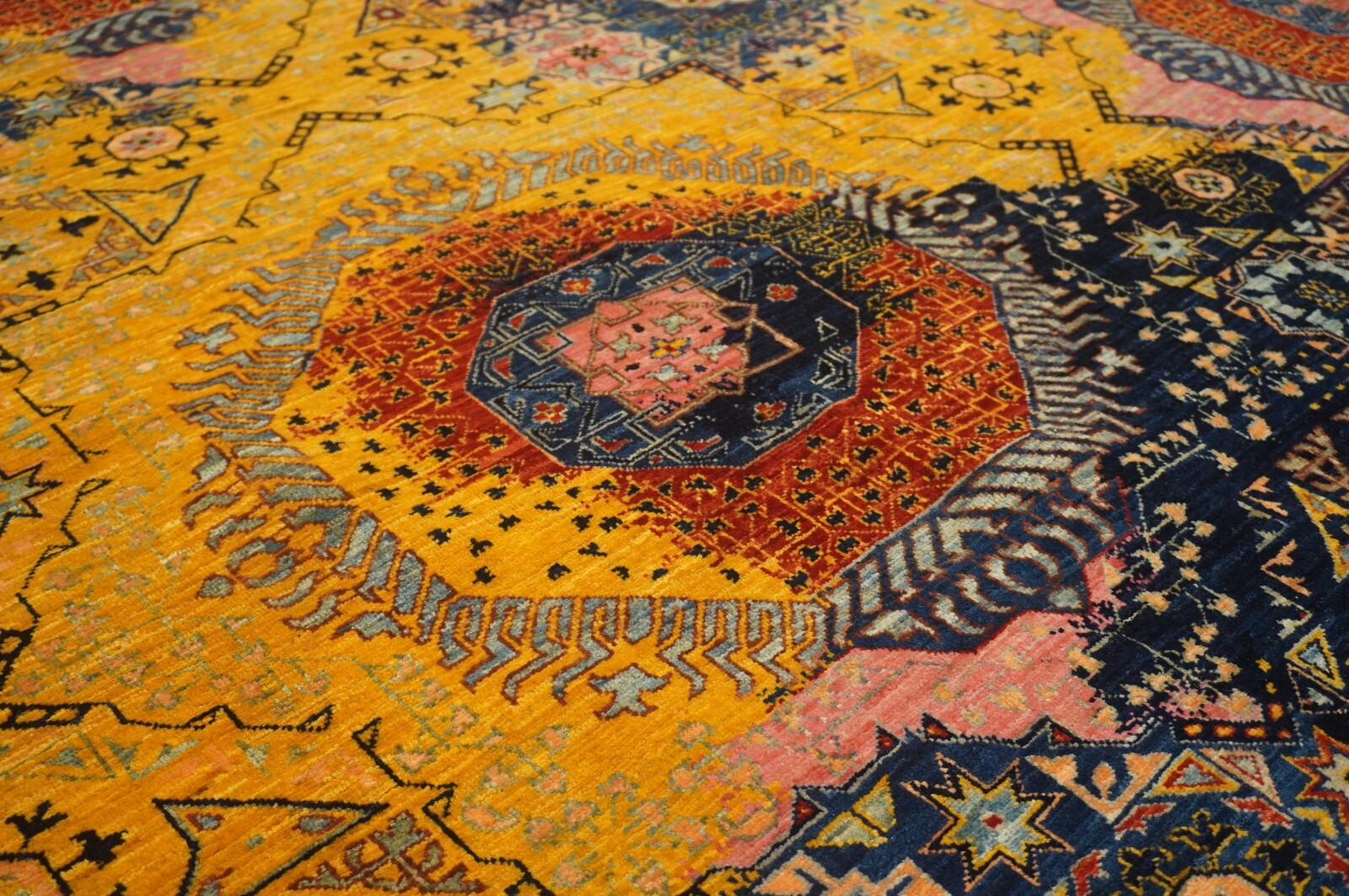 12 x 15 ft Navy Blue Modern Mamluk Turkish Hand Knotted Wool Medallion Area Rug