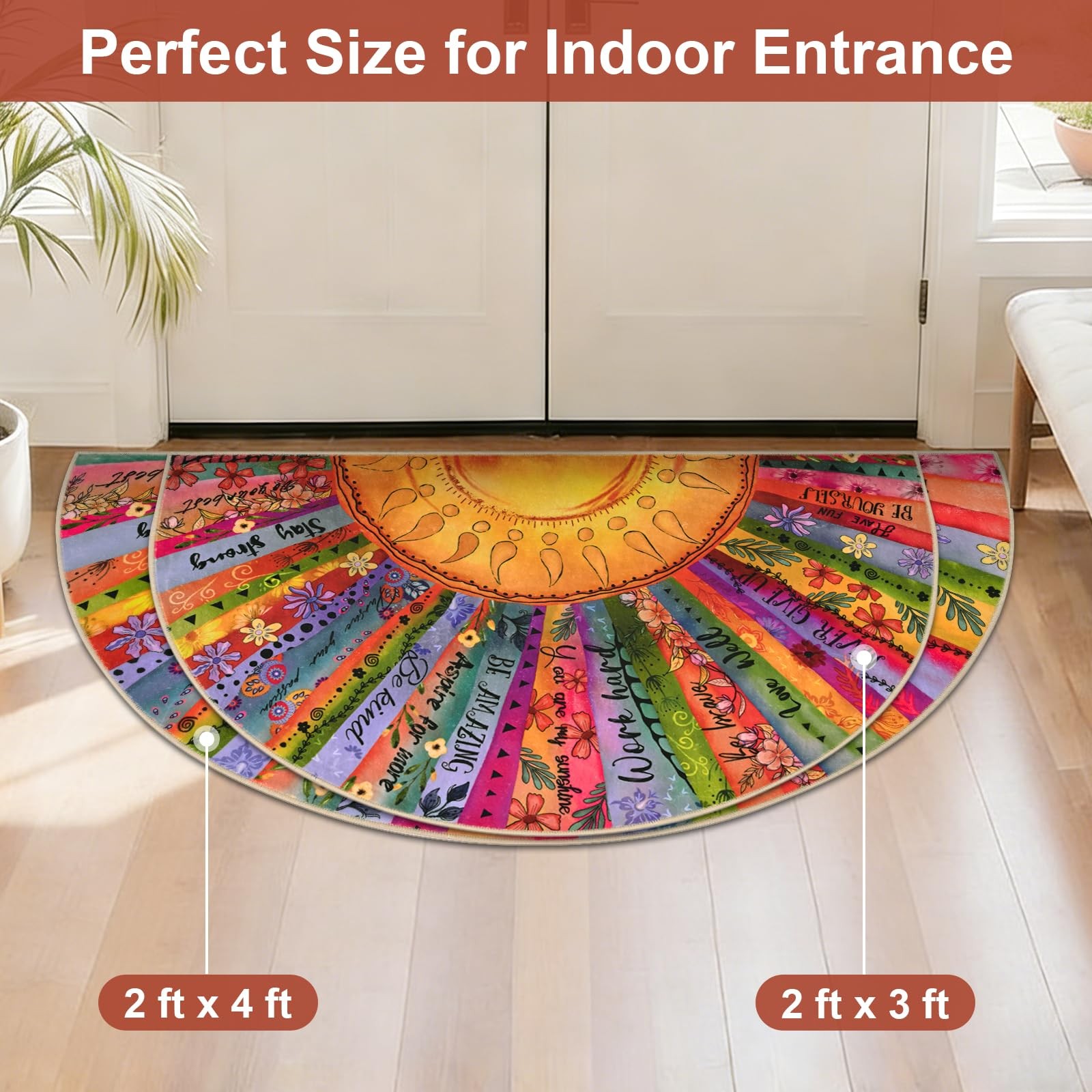 Likiyol Sun Entryway Rug 2×3 Small Rug, Half Circle Door Mat Indoor Entrance …
