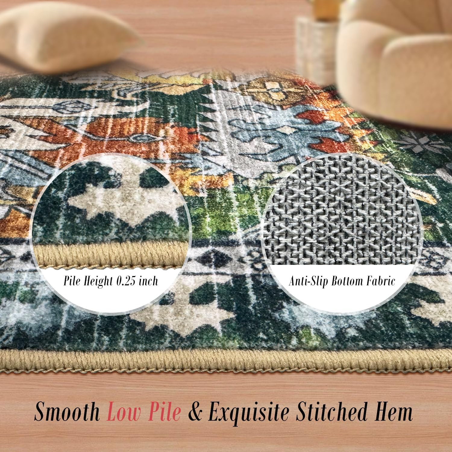 Washable Area Rugs – Perfect for Living Room, Bedroom, Kids Room, Nursery – Stai