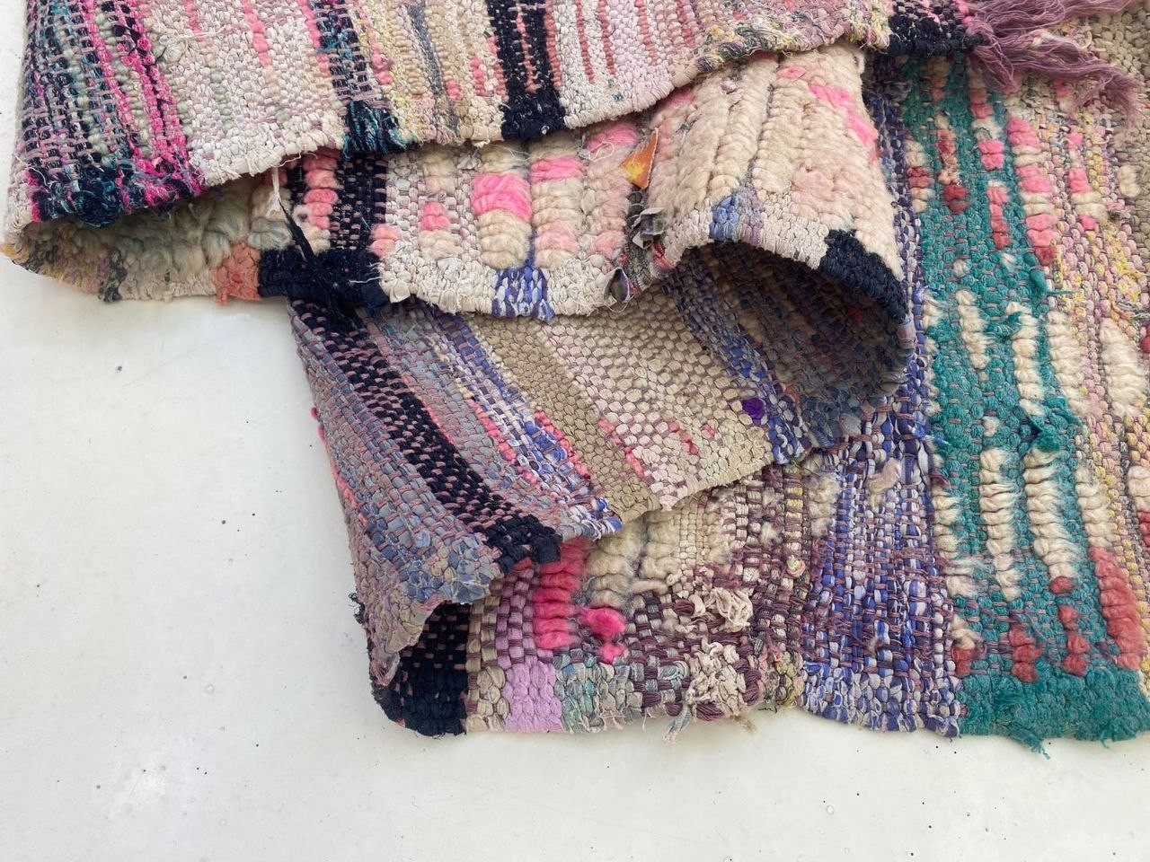 Moroccan Handmade Berber Wool Rug 1’9×6’9 Colorful Authentic Vintage Hallway Rug