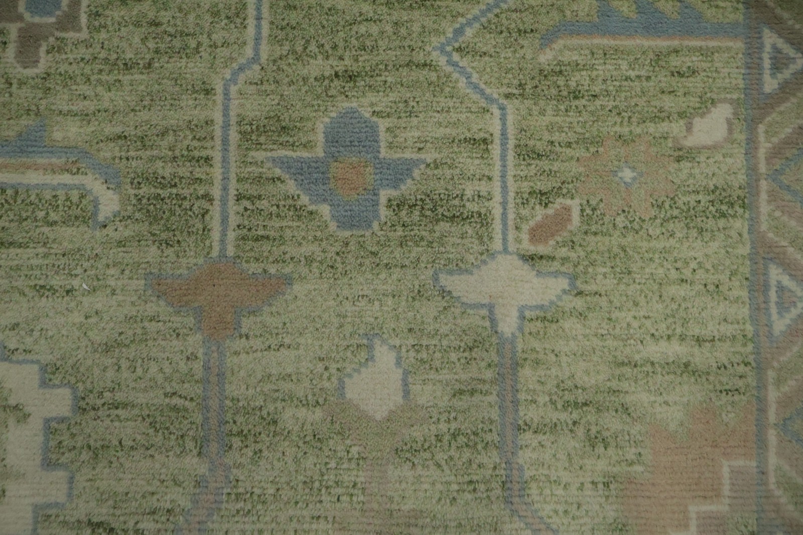 Green Traditional Oushak Area Rug 9×12 Ft Floral Handmade Oriental Wool Carpet