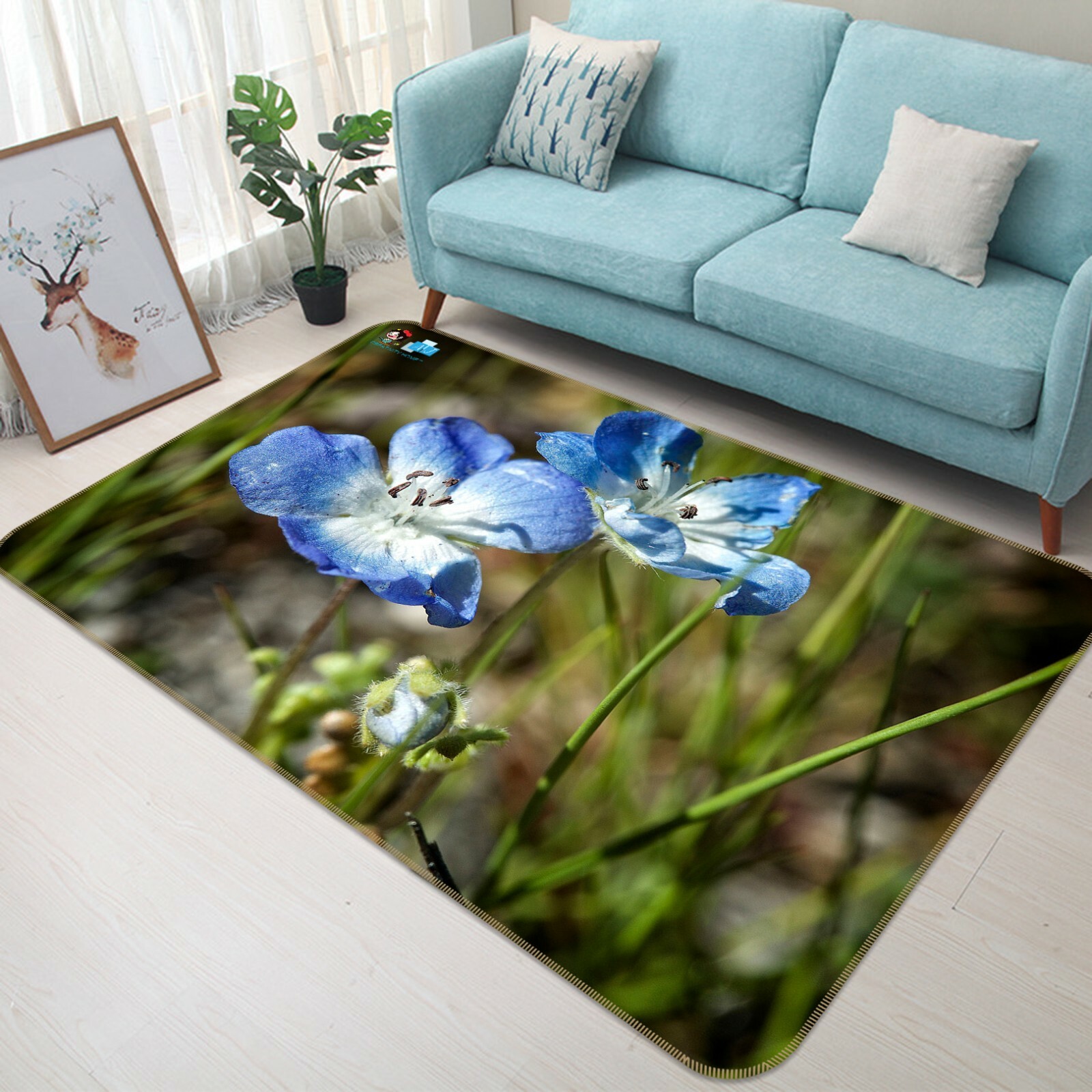 3D Baby Blue Eyes ZHUA003 Game Non Slip Rug Mat Photo Carpet Kathy Barefield Zoe