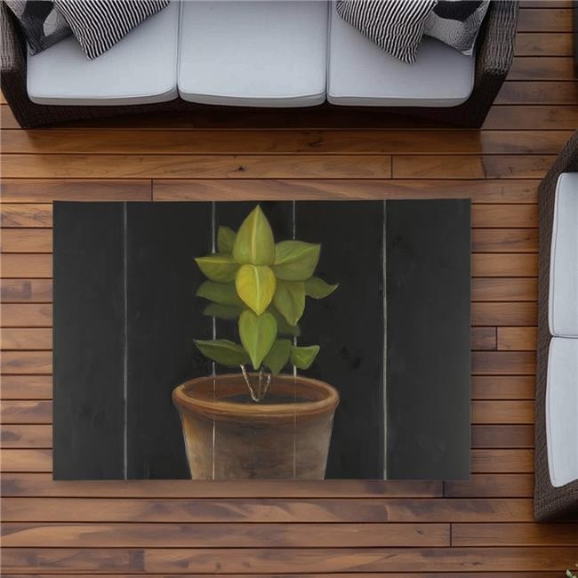 3×5 ft. Plant of Bay Leaves – Hygge Black Outdoor Area Rug for Home Decor – R…