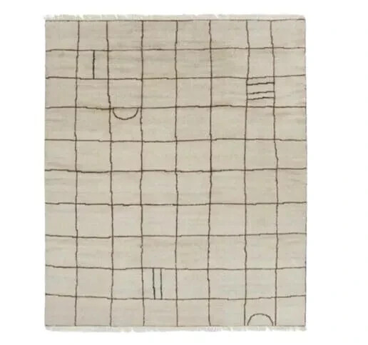Irregular Grid Hand-Knotted Wool Rug by Sarah Sherman Samuel. 9X12 Area Rug