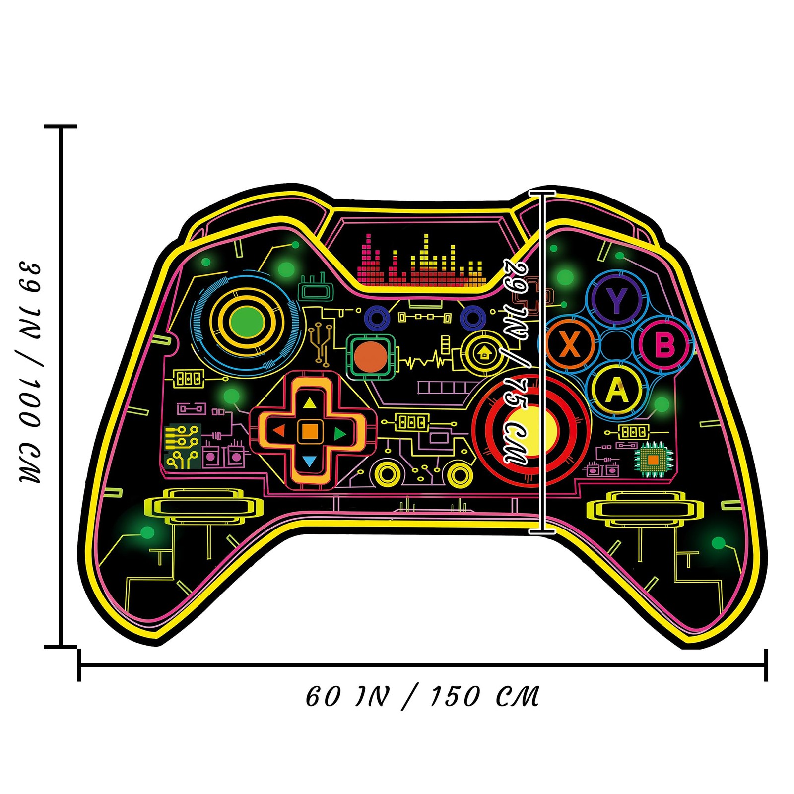 60 x 39 Inch Gaming Rug Glow In Blacklight Gamer Carpet Boys Room Non Slip