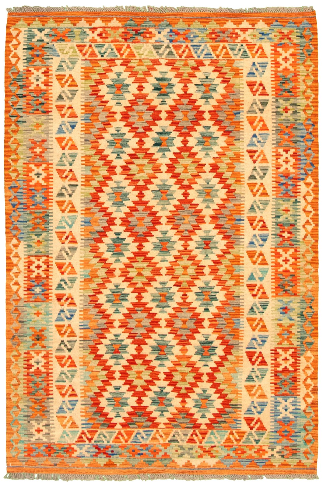 Vintage Hand Woven Area Rug 4’2″ x 6’2″ Traditional Wool Oriental Carpet