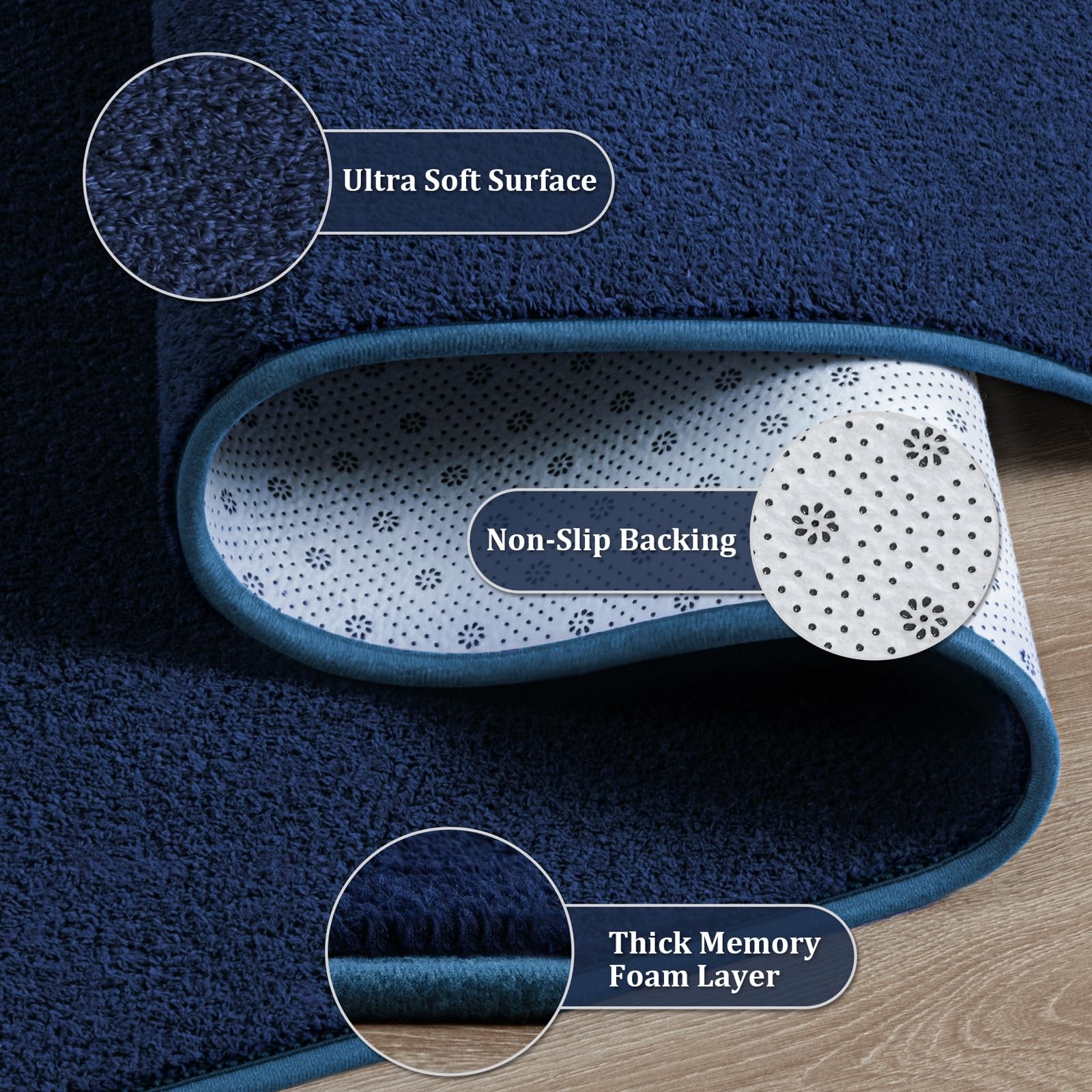 Runner Rug for Hallway, 2×8 Feet Non-Slip Washable Navy Blue Long Area Rug Ru…