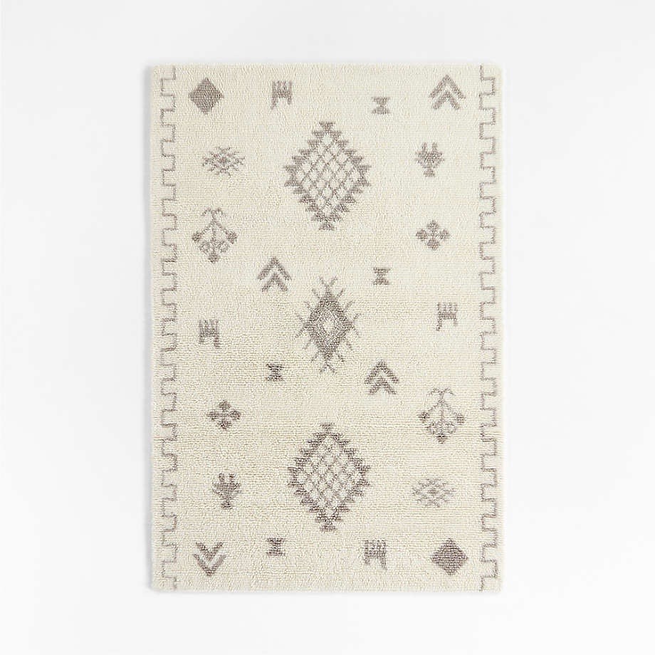 Gabey Figures Wool Dark Beige Kids Area Rug 8’x10 Crate and Barrel
