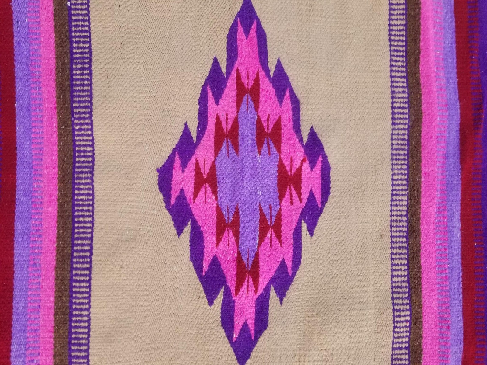 Vintage Traditional Handwoven Mexican Zapotec Wool Multicolor Kilim 4.9 x 2.5 ft