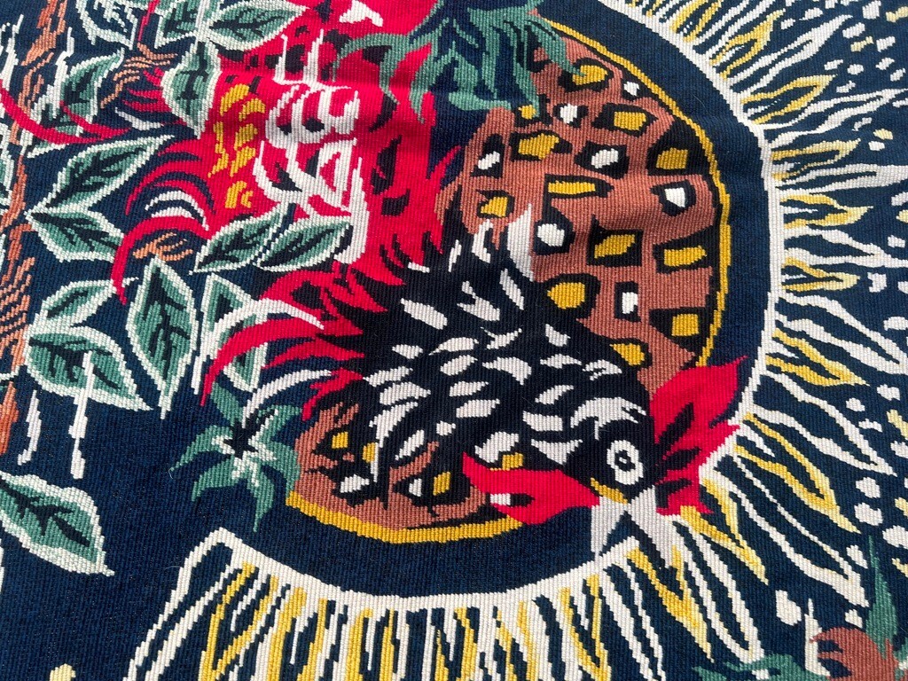Vintage Aubusson Tapestry Rug, Needle Point Peacock Rug, 3×5 ft Free Ship