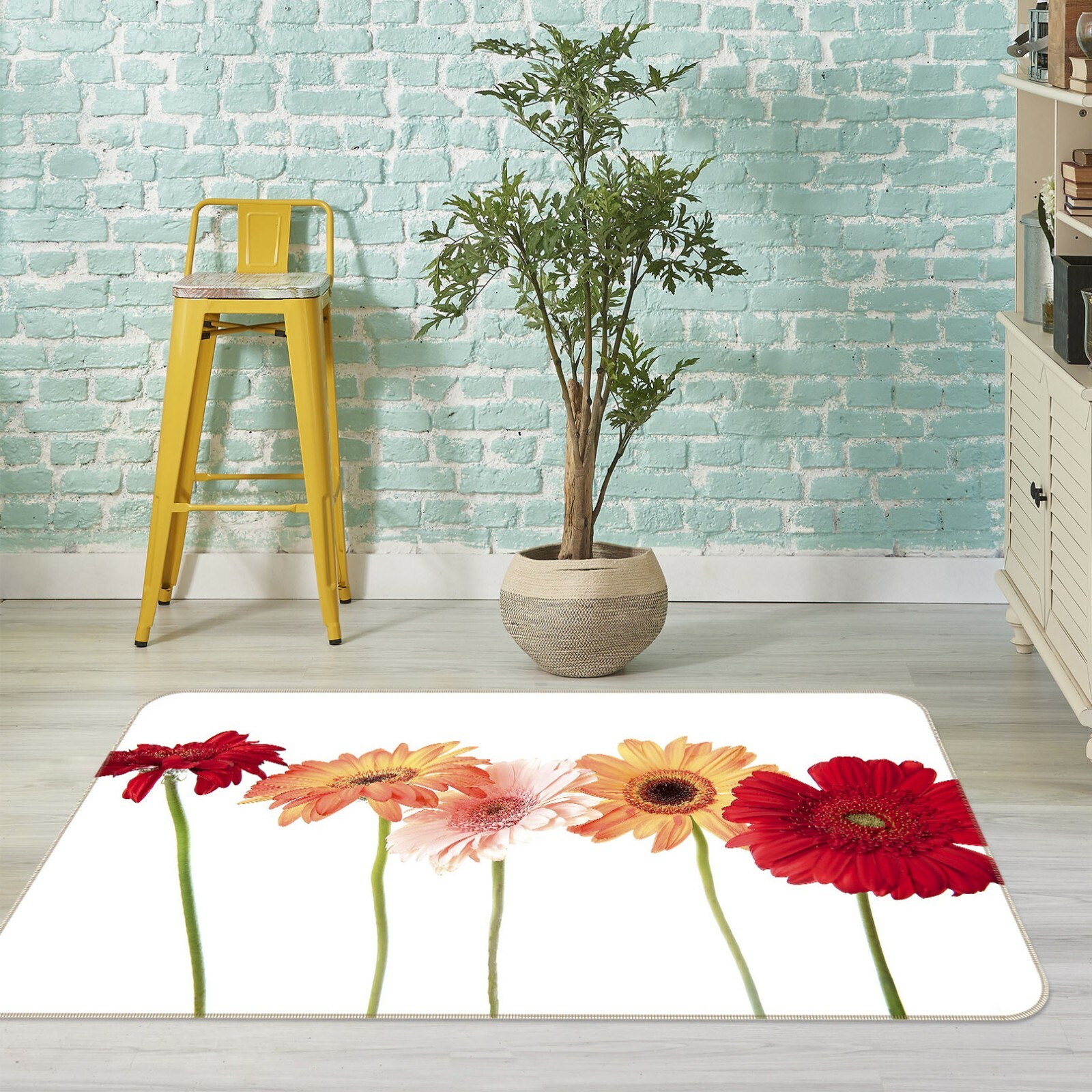 3D Red Chrysanthemum ZHUA01 Game Non Slip Rug Mat Photo Carpet Kathy Barefield