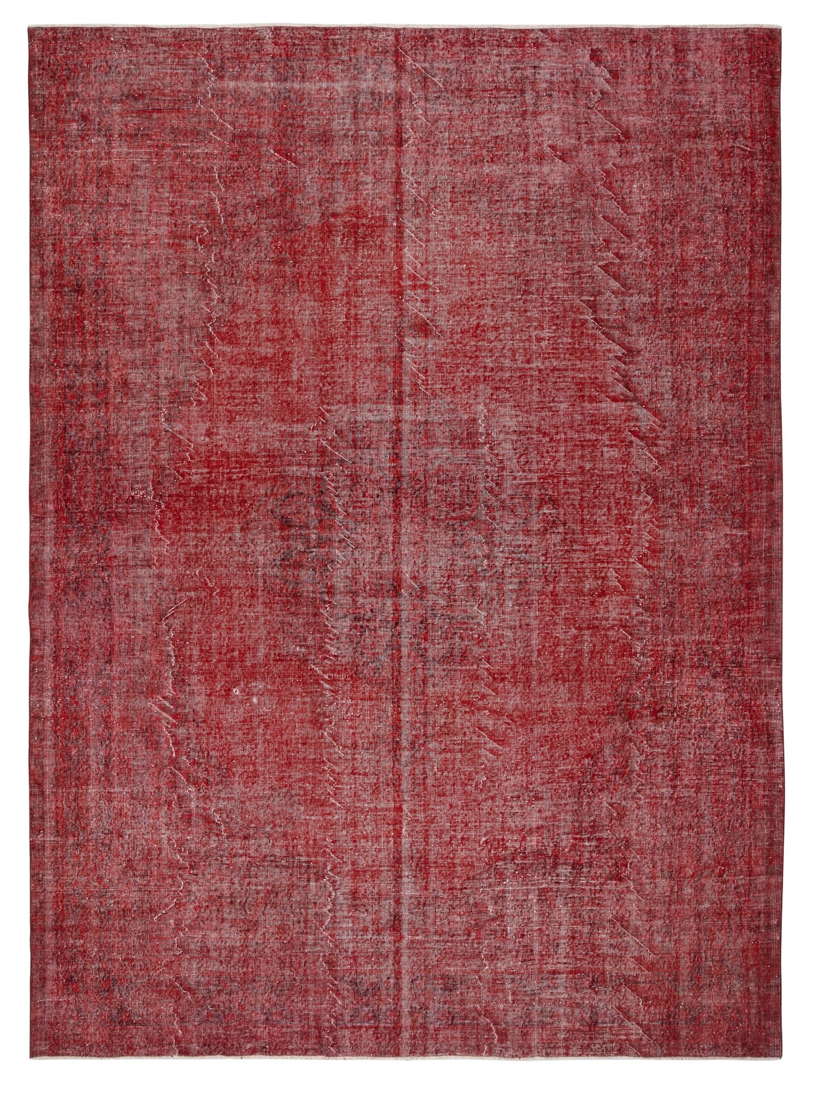8.6×11.6 Ft Red Overdyed Wool Rug. Vintage Turkish Handmade Area Rug for Bedroom