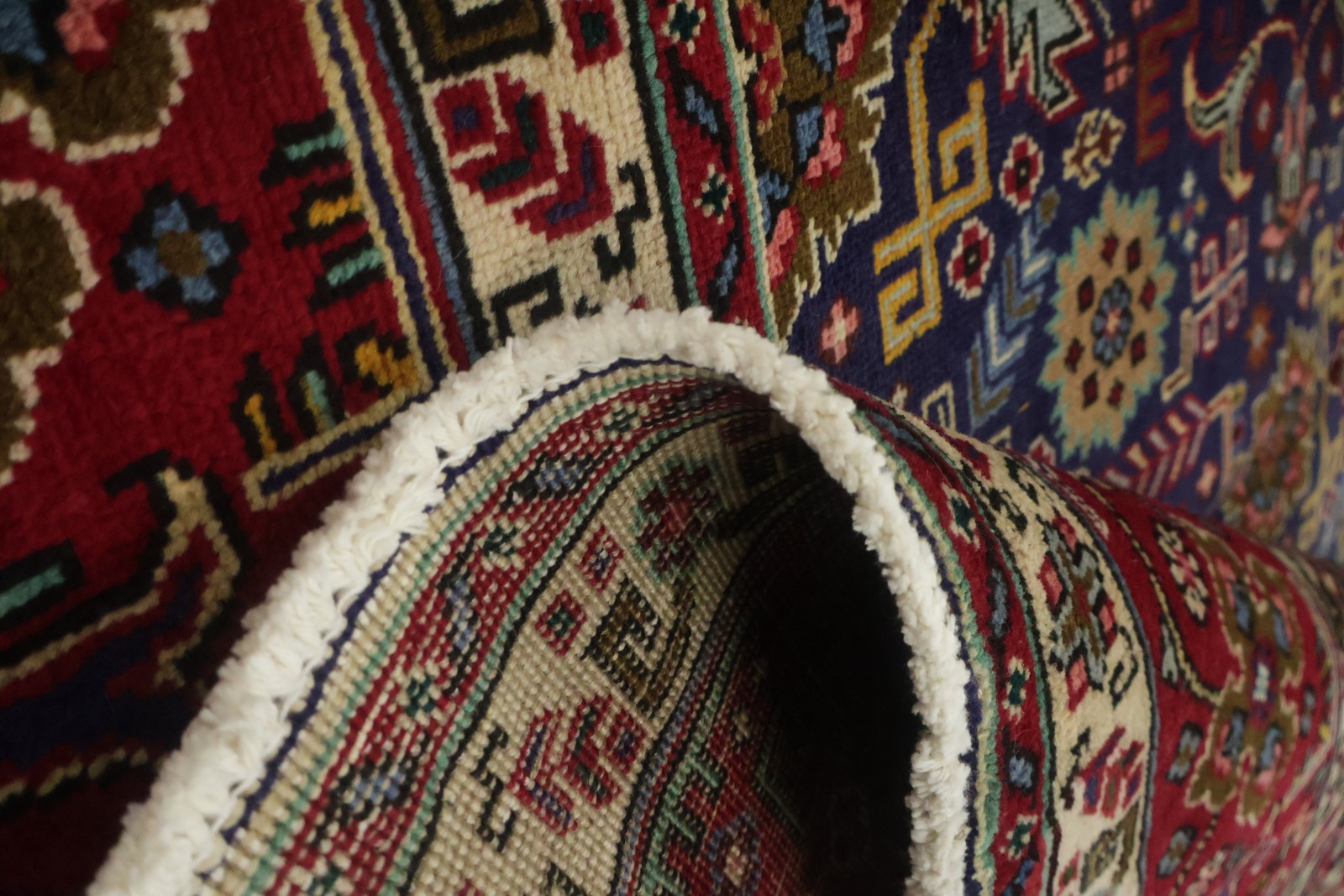 Blue Living Room Area Rug 7×10 Traditional Hand-made Vintage Wool Classic Carpet