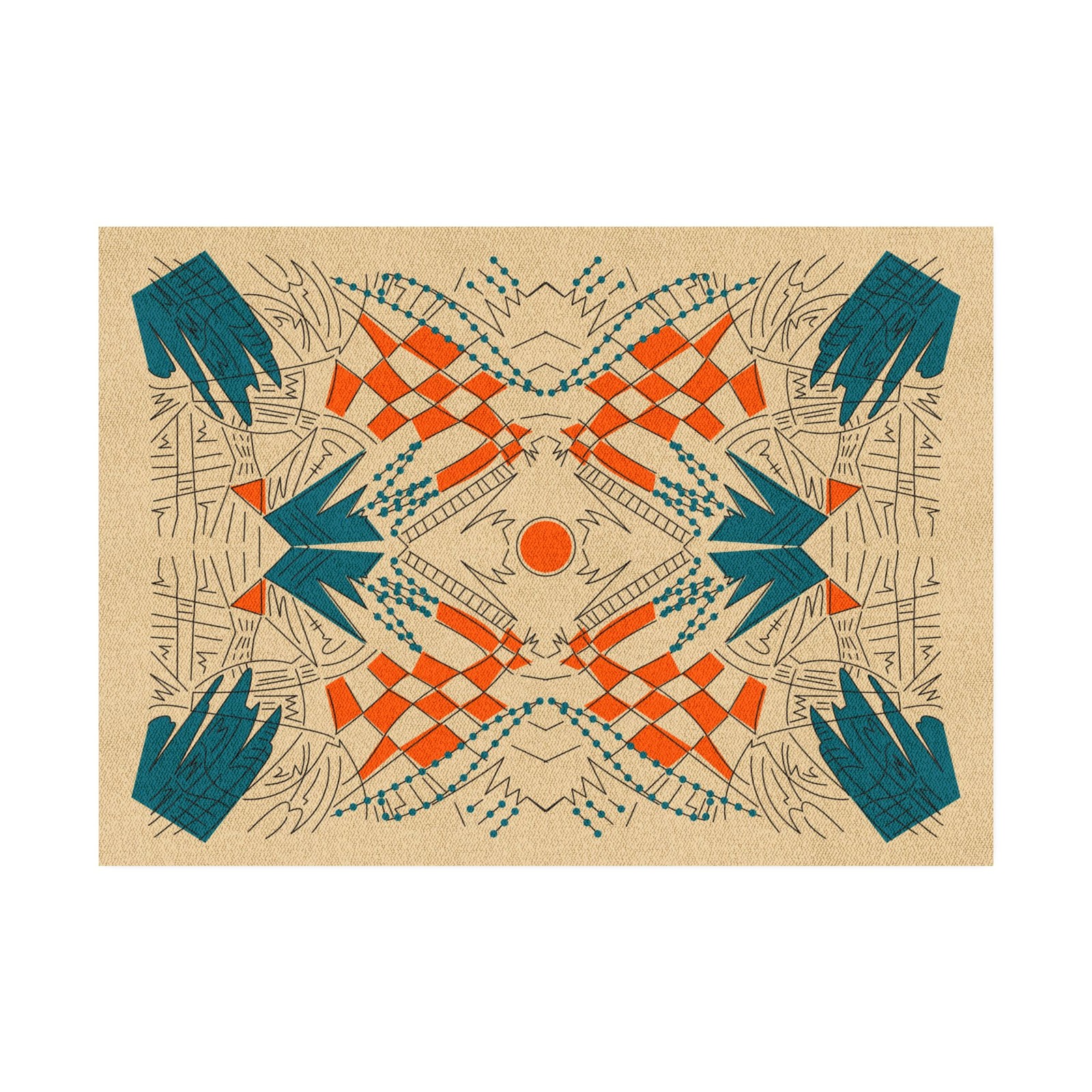 Geometric Abstract Modern Tribal Pattern Rug | Southwestern Boho Accent Rug