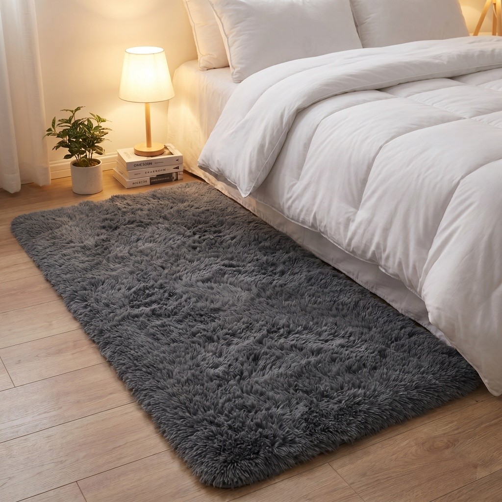 Shaggy Area Rugs Indoor Fluffy Rooms Floor Mat Bedside Hallway Entryway Door Mat