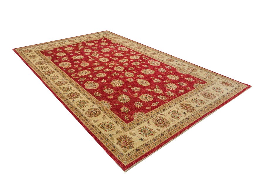 Afghan Chobi Ziegler Carpet Hand-Knotted 200X300 Red Oriental Wool