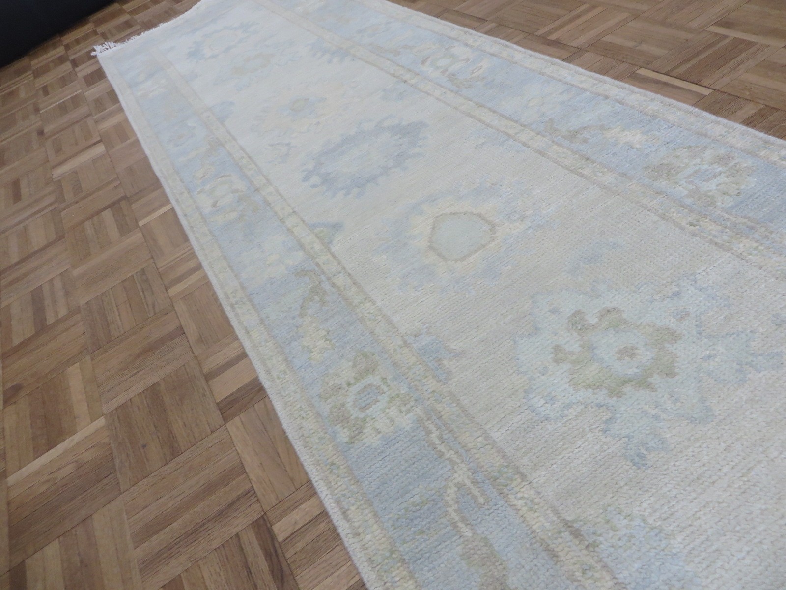 2’6 x 12 Runner Hand Knotted Beige Modern Oushak Oriental Rug G16712