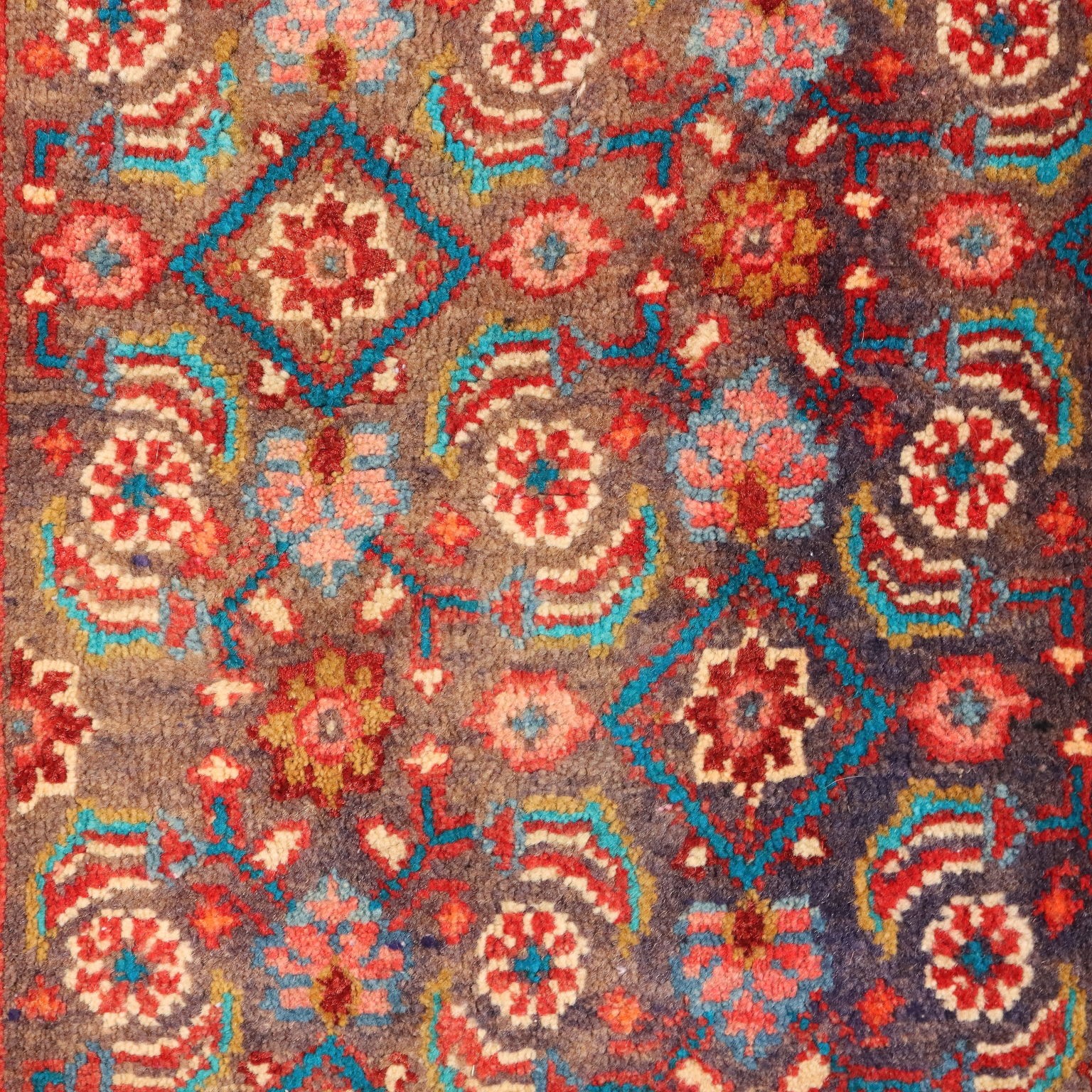 Antique Asian Carpet Cotton Wool Heavy Knot 110 x 43 In