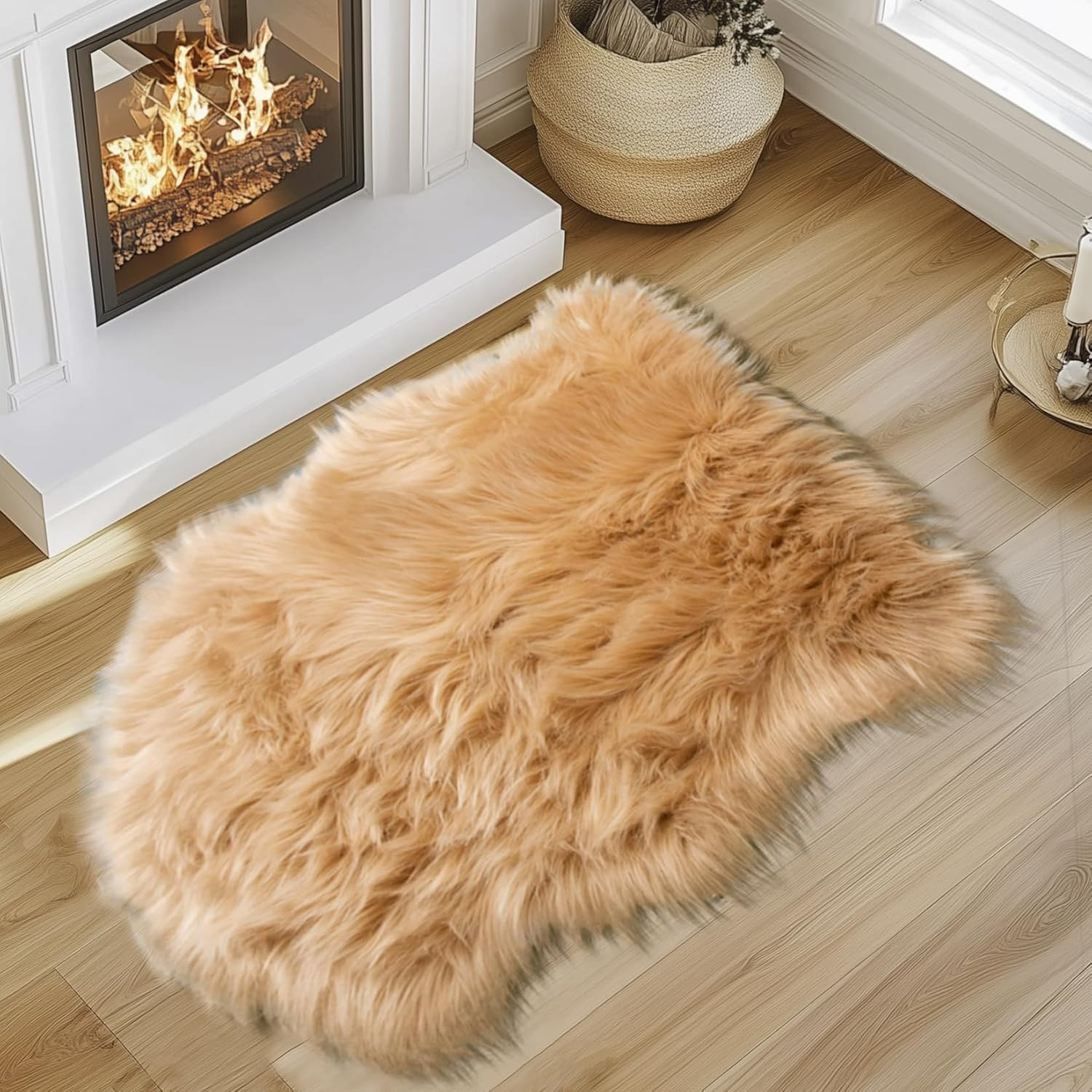 Faux Fur Rug – Faux Sheepskin Rug 2X3 Ft Irregular Shaped Carpet Fluffy Carpet F