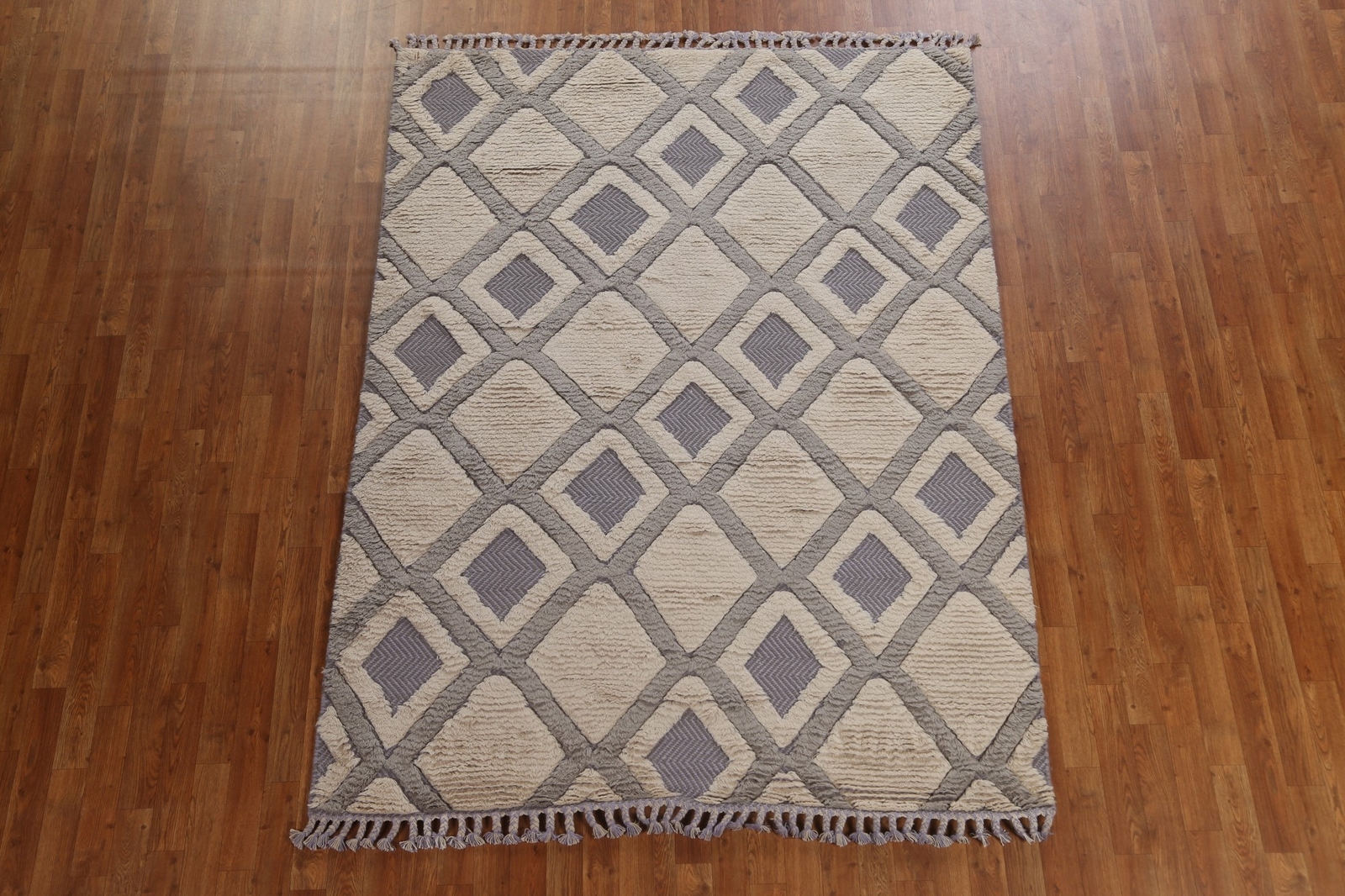 Luxury Hand-Knotted Abstract Moroccan Wool Rugs Living Room 6×8 ft