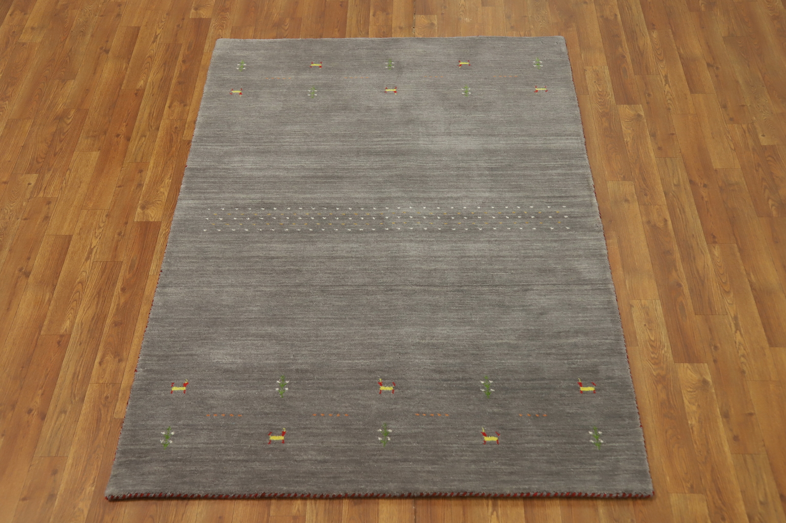 Gray Color Gabbeh Area Rug Hand-knotted Wool Rug 4×6 ft