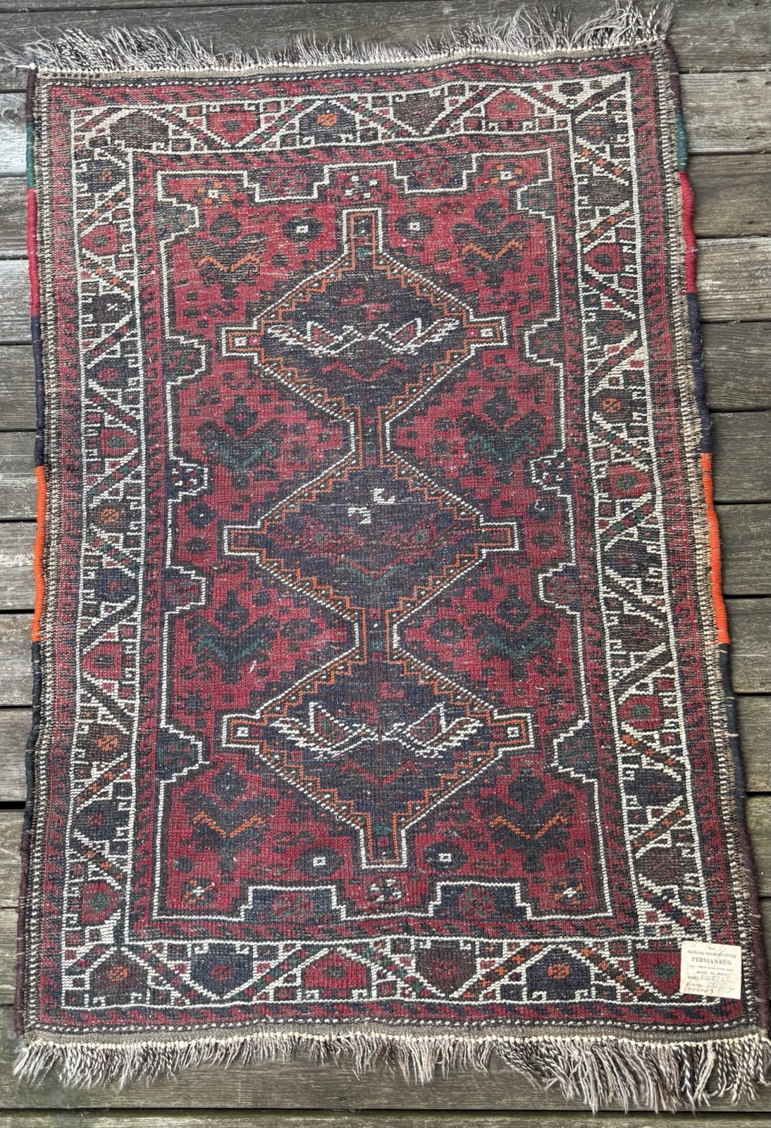 Vintage Baluchi Style Middle Eastern Hand-Knotted Wool Rug 3.5’ x 5’ VG+