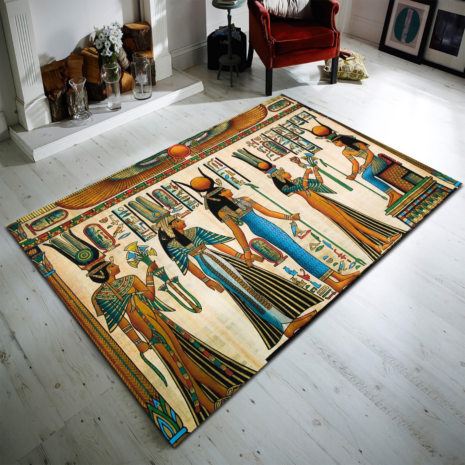 Ancient Egyptian Rug, Pattern Rug, Antique Rug,Personalized Gift, Themed Rug,