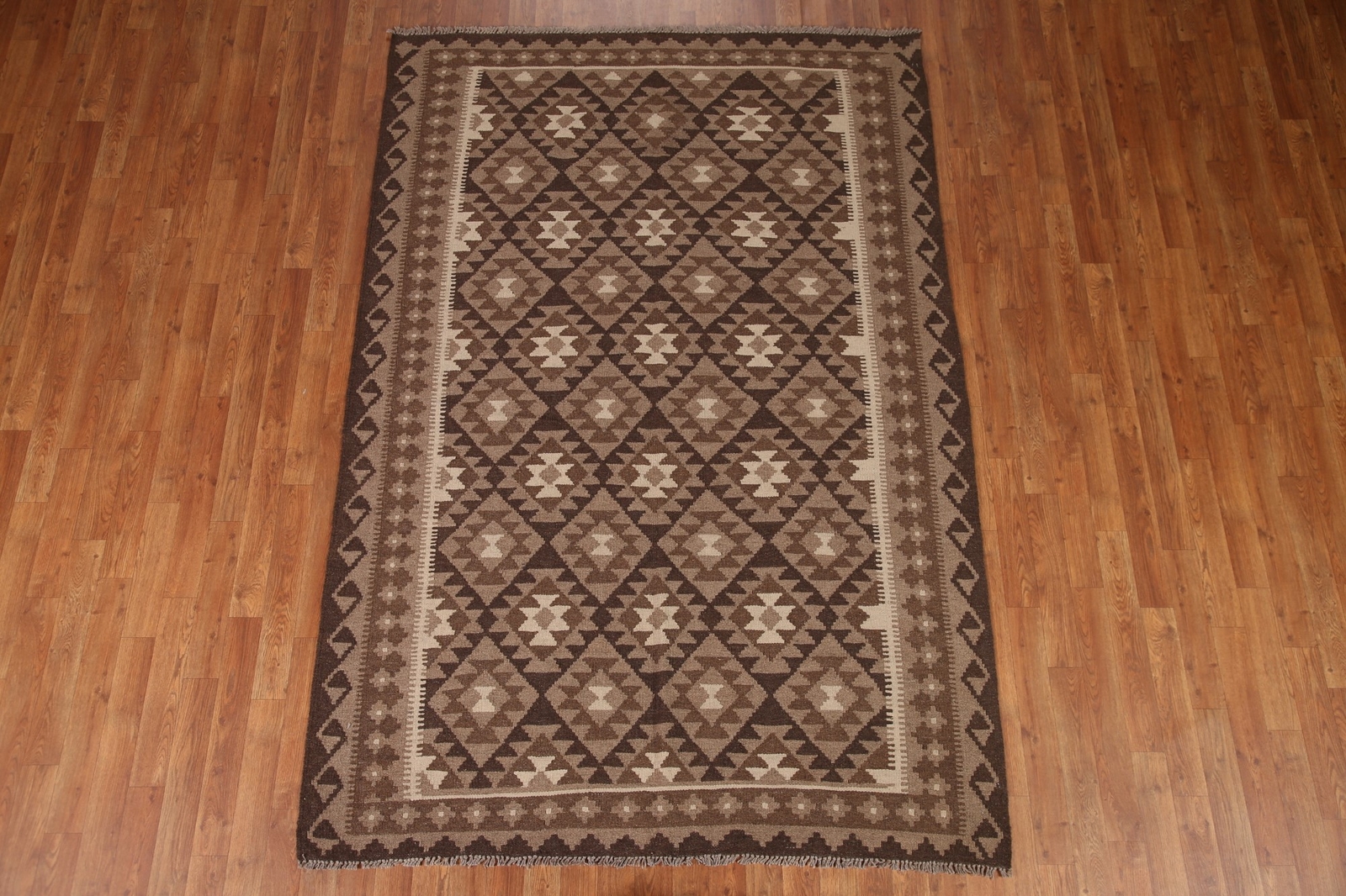 South-western Geometric Kilim Area Rug Wool Flat-weave Tribal Carpet 5’x8′ New