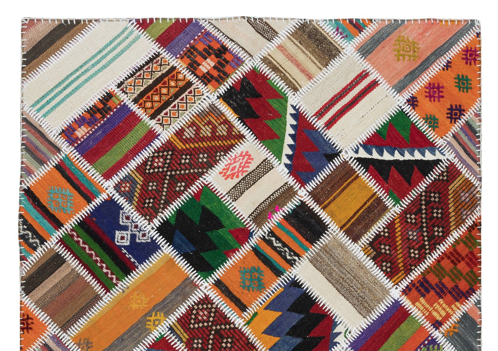 4.5×6.4 Ft Central Anatolian Handmade Patchwork Rug Made from Vintage Kilims