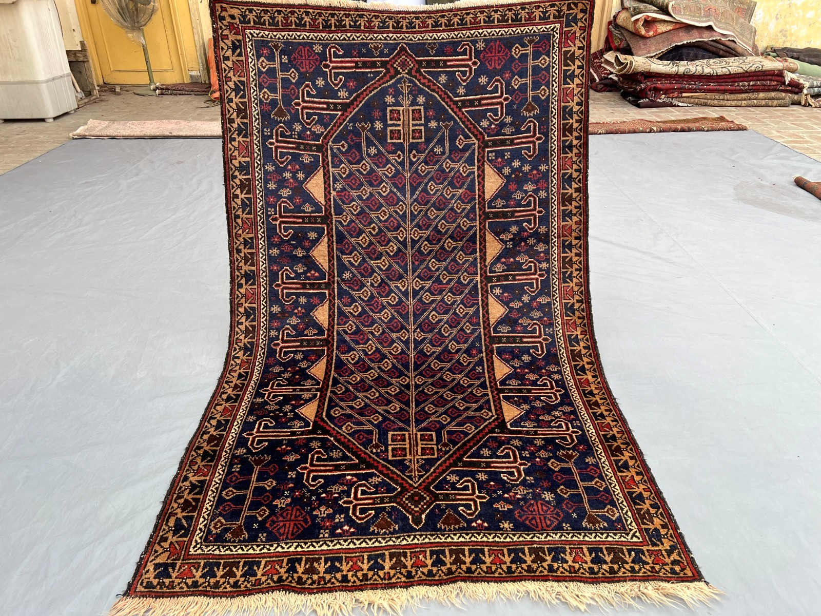 3’10 x 6’3 Ft Rare Pictorial Baluchi Rug – Tree Of Life Design Afghan Handmade