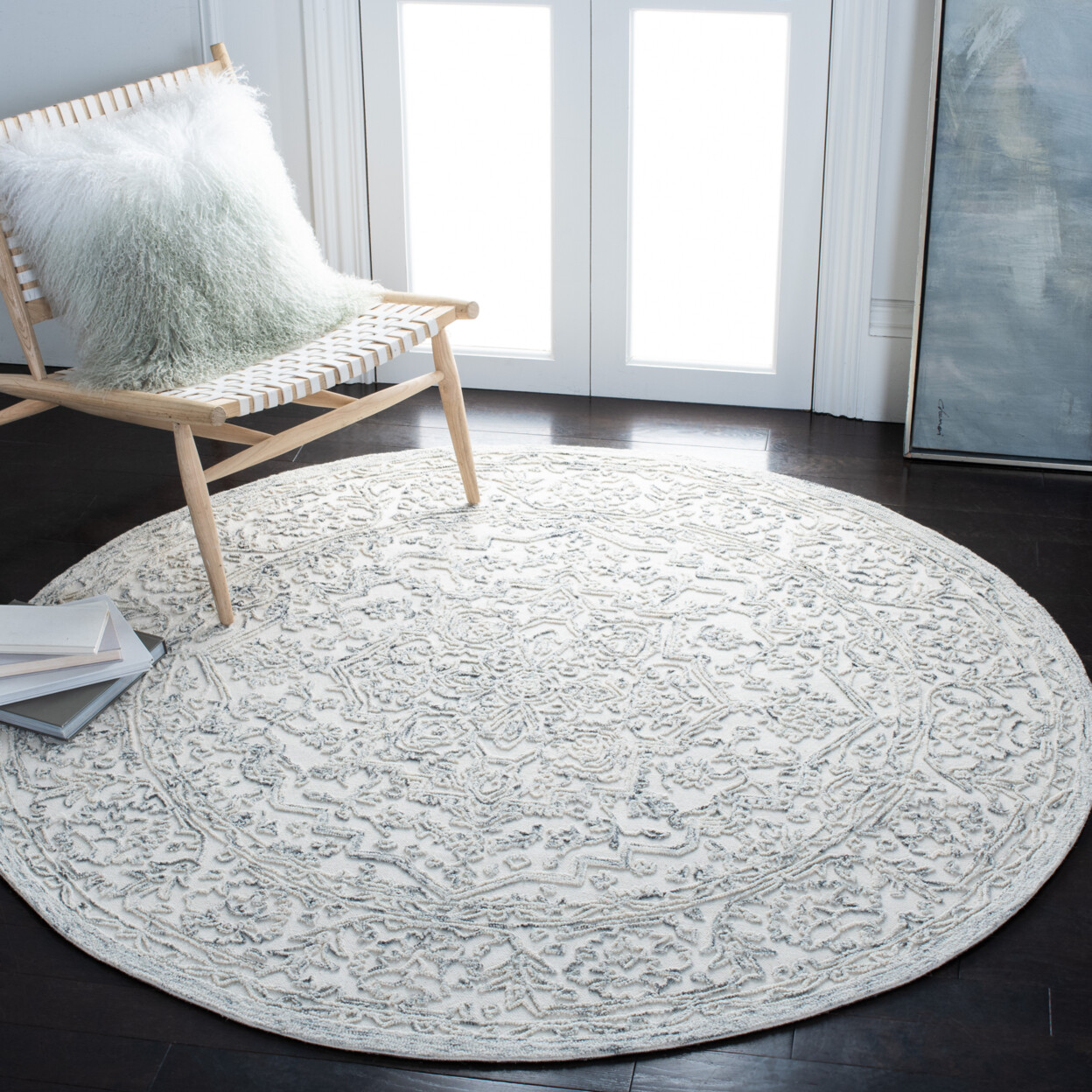 SAFAVIEH Trace TRC302H Handmade Ivory / Charcoal Rug
