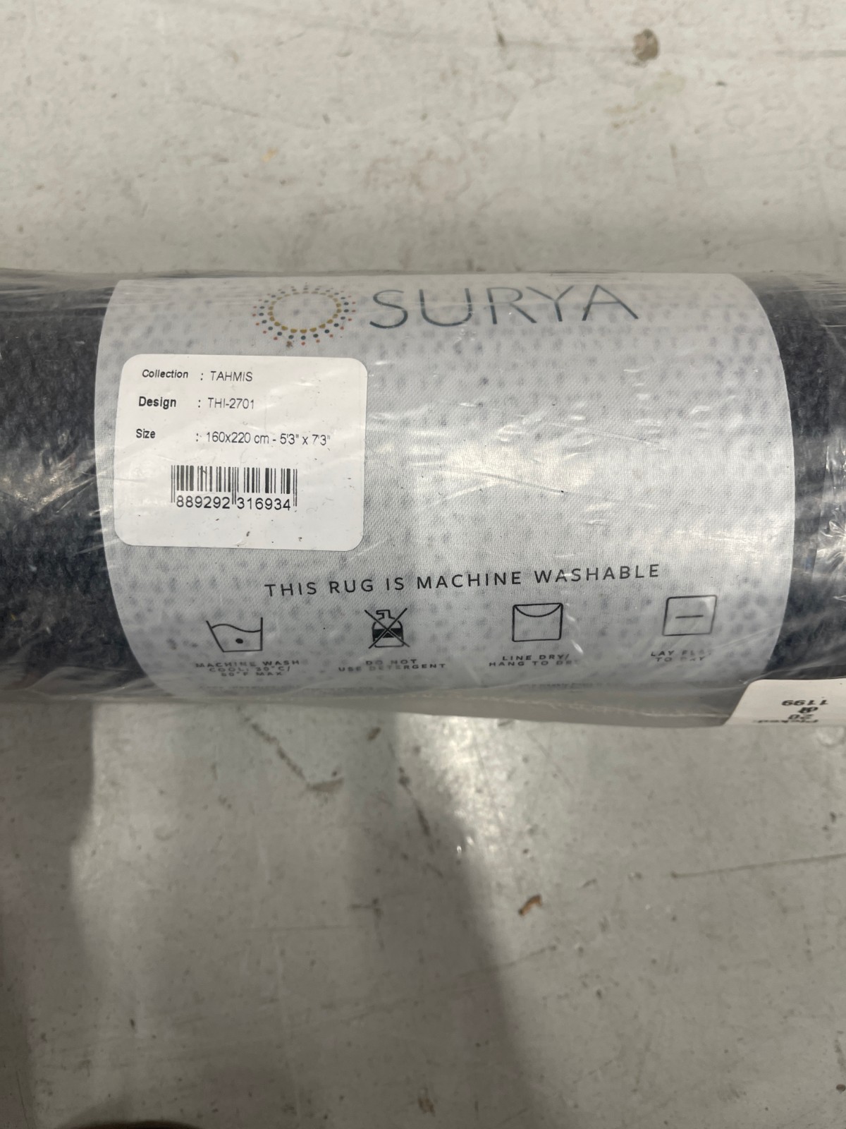5×7 Traditional Area Rug Stain Resistant Machine Washable Low Pile Surya Rug-NEW