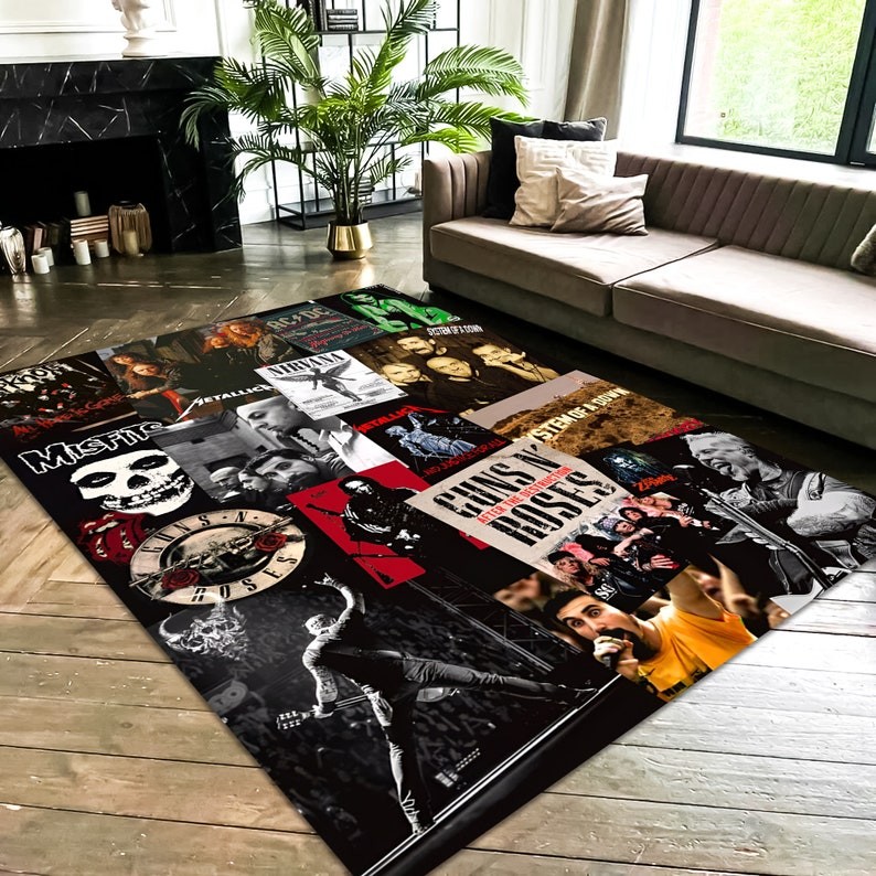 Metal Music Rug, Rock Music Rug, RockNRoll Rug, Fear Rug, Musician Areas Rug